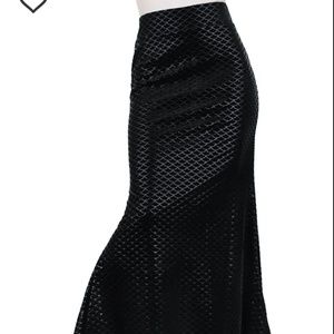 Killstar Black Sea Velvet Maxi Skirt
